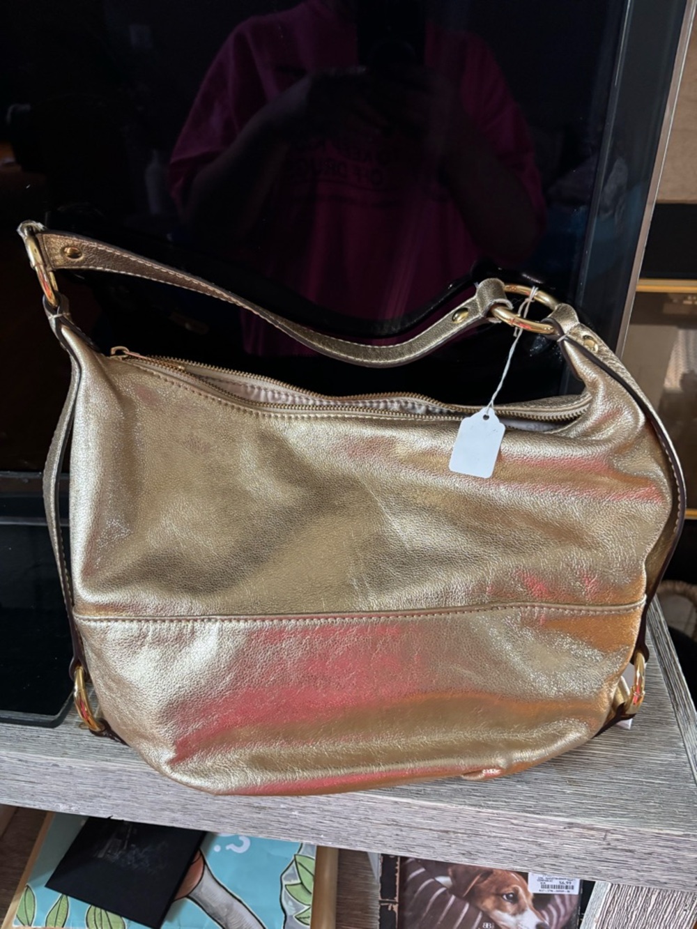Michael Kors Metallic Gold Hobo Shoulder Bag - Picture 13 of 16